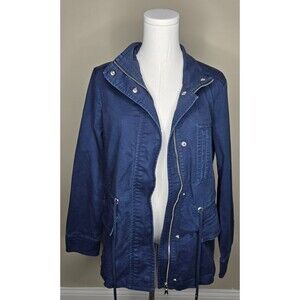 Nautica Women’s Utility Anorak Jacket M Navy Drawstring Pockets Workwear Chic